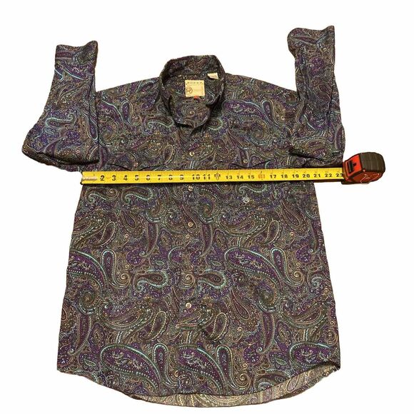 Roper Western Shirt Mens Sz Small Purple Blue Paisley Button Up Cowboy T-shirt - Picture 5 of 9